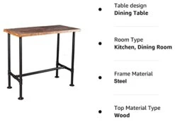 3-Piece Table & Chair Sets For Pub Kitchen Dining Living Party Bistro Breakfast, 1 Rectangular Dining Table (47.3" L X 41.3" H X 23.6" W), 2 Round Swivel Adjustable Stools (20.47"-25.59" Height), Weld -Amazon Store 31c9BsE1CWL