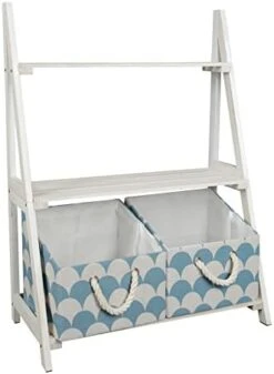 Babion White Ladder Shelf, 3 Tier Ladder Bookshelf With 2 Baskets，Wood Rustic Ladder Bookshelf, Freestanding Storage Organizer Rack, Indoor Plant Stand, Ladder Shelves For Home, 2PCS,White -Amazon Store 31cSixrZlML. AC 1