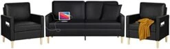 TYBOATLE Faux Leather Loveseat Sofa Couches W/ 2 USB Charging Ports And Throw Pillow, 66" W Mid Century Modern Love Seats Sofas For Small Spaces, Living Room, Apartment, Bedroom, Office (Black) 17 TYBOATLE Faux Leather Loveseat Sofa Couches W/ 2 USB Charging Ports And Throw Pillow, 66" W Mid Century Modern Love Seats Sofas For Small Spaces, Living Room, Apartment, Bedroom, Office (Black) -Amazon Store 31cWBMb2CyL. AC