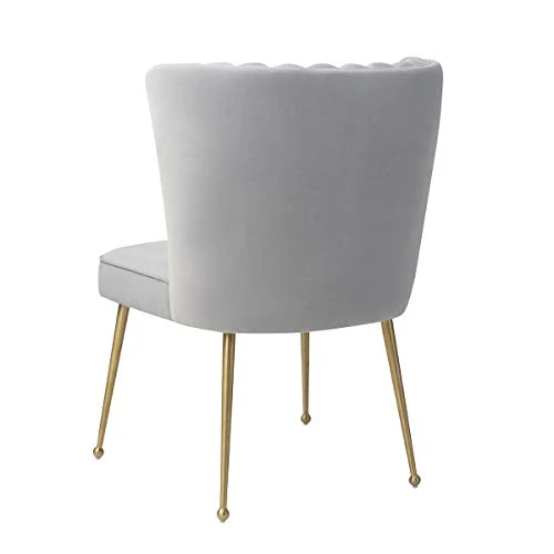 MEXIYA Sansa Dining Chair Modern Light Grey Accent Chair Easy Clean Velvet Upholstered Side Chair With Brushed Gold Legs 6 MEXIYA Sansa Dining Chair Modern Light Grey Accent Chair Easy Clean Velvet Upholstered Side Chair With Brushed Gold Legs - Image 4