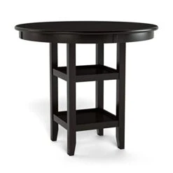 Giantex Round Counter Height Table, 42 Inch Wood Farmhouse Kitchen Table With 2-Storage Shelf, 2-Tier Modern Vintage Dining Room Table With Anti-Slip Foot Pads, Kitchen & Dining Room Furniture Table