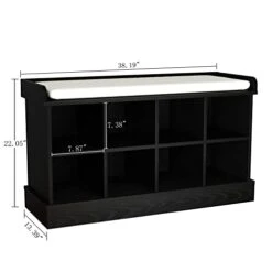 Love Furniture Shoe Bench, Shoe Storage Bench With 8 Compartments And Cushion, Shoe Cabinets For Entrance Porches, Front Doors, Living Rooms, Bedrooms, Garages, Closets (38inch, Black) -Amazon Store 31cbdgpqg5L