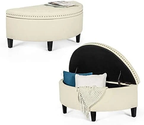 Joveco 43.5" Storage Bench- Velvet Half Moon Ottoman- Tufted Storage Ottoman With Rivet- Half Moon Storage Ottoman- Toy Chests & Storage Bench For Bedroom And Entryway (Gray) 8 Joveco 43.5" Storage Bench- Velvet Half Moon Ottoman- Tufted Storage Ottoman With Rivet- Half Moon Storage Ottoman- Toy Chests & Storage Bench For Bedroom And Entryway (Gray) - Image 6