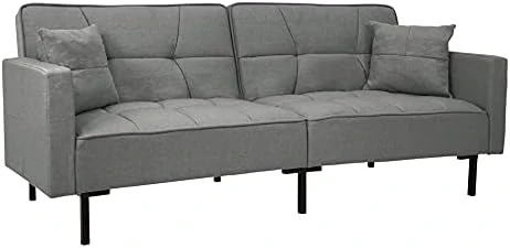 Casa Andrea Milano Llc Modern Plush Tufted Linen Fabric Splitback Living Room Sleeper Futon, Small, Dark Grey 9 Casa Andrea Milano Llc Modern Plush Tufted Linen Fabric Splitback Living Room Sleeper Futon, Small, Dark Grey - Image 7
