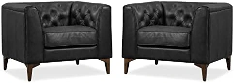 POLY & BARK Essex Leather Couch – 89-Inch Leather Sofa With Tufted Back - Full Grain Leather Couch With Feather-Down Topper On Seating Surfaces – Vintage Pure-Aniline Italian Leather – Cognac Tan 8 POLY & BARK Essex Leather Couch – 89-Inch Leather Sofa With Tufted Back - Full Grain Leather Couch With Feather-Down Topper On Seating Surfaces – Vintage Pure-Aniline Italian Leather – Cognac Tan - Image 6