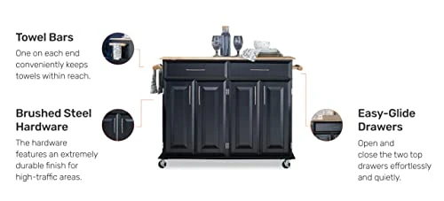 Homestyles Kitchen Cart With Storage Dolly Madison, 48.25 Inches Wide, Black 6 Homestyles Kitchen Cart With Storage Dolly Madison, 48.25 Inches Wide, Black - Image 4