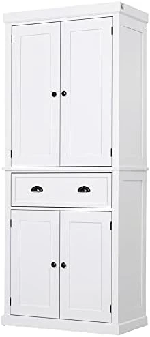 HOMCOM 72" Freestanding Kitchen Pantry Cabinet, Tall Storage Cabinet With 2 Door Cupboards, 2 Drawers And Adjustable Shelves, White 10 HOMCOM 72" Freestanding Kitchen Pantry Cabinet, Tall Storage Cabinet With 2 Door Cupboards, 2 Drawers And Adjustable Shelves, White - Image 8