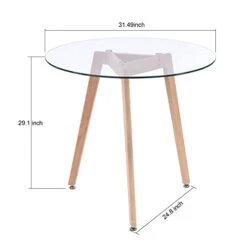 Ivinta Round Glass Dining Table, Modern Leisure Table With Wood Legs For Kitchen Dining Room Living Room, Accent Table Small Tea Table For 2, Space Saving, 31.5 Inch -Amazon Store 31dCcvk5EbL