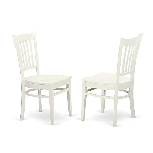 East West Furniture GRC-WHI-W Dining Chairs, Wood Seat, Linen White 4 East West Furniture GRC-WHI-W Dining Chairs, Wood Seat, Linen White - Image 2