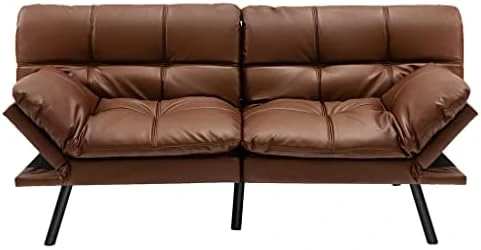 JAHH Convertible Futon Sofa Bed Memory Foam Couch Sleeper W/Adjustable Armrest Brown 7 JAHH Convertible Futon Sofa Bed Memory Foam Couch Sleeper W/Adjustable Armrest Brown - Image 5