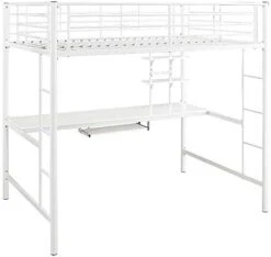Walker Edison Elodie Urban Industrial Twin Over Futon Metal Bunk Bed, Twin Size, Black -Amazon Store 31daUXv86SL. AC
