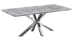Goderfuu Marble Dining Table For 6 - Marble Dining Room Table With Silver Stainless Steel Base, 78 Inch Rectangle Dining Table Modern Dining Room Table For 6, Gray White Dining Table With Marble Top