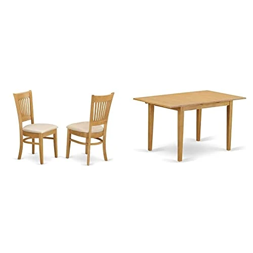 East West Furniture VAC-Oak-C Dining Chairs, Upholstered Seat & Modern NFT T Dining Room Table Rectangular Tabletop And 53.5 X 31.5 X 29-Oak Finish 3 East West Furniture VAC-Oak-C Dining Chairs, Upholstered Seat & Modern NFT T Dining Room Table Rectangular Tabletop And 53.5 X 31.5 X 29-Oak Finish