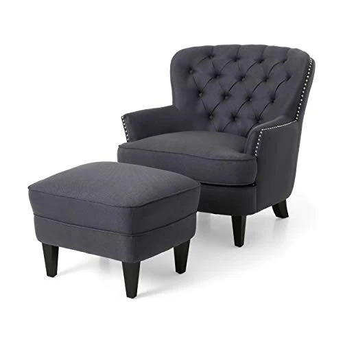 Christopher Knight Home Ophelia Club Chair And Ottoman Set, Gray, Dark Brown 3 Christopher Knight Home Ophelia Club Chair And Ottoman Set, Gray, Dark Brown