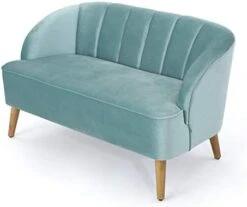Christopher Knight Home Amaia Modern Velvet Sofa, Seafoam Blue / Walnut -Amazon Store 31eGrIj8MnL. AC