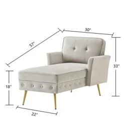 24KF Taupe Velvet Upholstered Tufted Chaise Lounge Chair, Chaise Sofa Bed In 57" Bed Bench，Chair Bed, Chaise Lounge For Offices ，Living Room And Bedroom,Living Room Chaise Chairs-Taupe -Amazon Store 31eMd3hPVVL