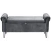 Doublewin 47-inch Long Storage Bench Bedroom End Of Bed Storage Ottoman Bench Velvet Tufted Upholstered Rolled Arm Window Bench With Storage Nailhead Entryway Bench For Living Room Bedroom,Grey -Amazon Store 31eUPt8MasL