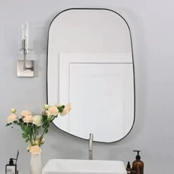 ANDY STAR Irregular Mirror Asymmetrical Mirror For Wall 24x36” Brushed Gold Bathroom Mirror, Modern Wall Mirror For Living Room Bathroom Vanity Framed Mirror Artistic Mirror 1” Deep Set Design -Amazon Store 31evH1lKKZL. AC