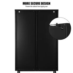 NANBERONE Pantry Cabenit, Display Cabinet Sideboard Bookcase With 2 Tampered Glass Doors & Adjustable Shelves, Storage Cabinet For Entryway Kitchen Living Room Dining Room Bathroom Office Black -Amazon Store 31f4wdMGmbL