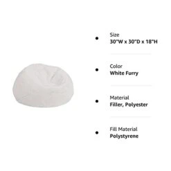 Flash Furniture Dillon Small White Furry Bean Bag Chair For Kids And Teens 19 Flash Furniture Dillon Small White Furry Bean Bag Chair For Kids And Teens -Amazon Store 31f5arUafML