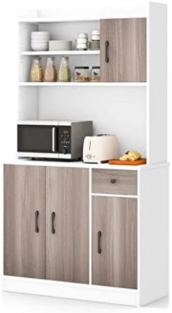 PETSITE Kitchen Pantry Storage Cabinet, 71'' Freestanding Microwave Cupboard With 3 Cabinets & Drawer, Adjustable Shelves, Buffet With Hutch For Living Room, Dining Room, Black -Amazon Store 31fNFAPZnaL. AC