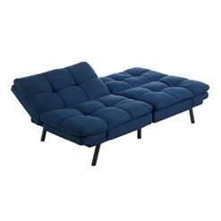 Memory Foam Futon Sofa Bed Couch Sleeper Convertible Foldable Blue Suede -Amazon Store 31fW16x7pLS