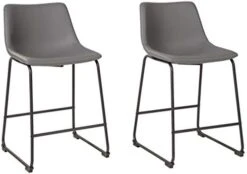 Signature Design By Ashley Centiar 24" Counter Height Modern Bucket Barstool Set Of 2,Faux Leather, Brown -Amazon Store 31fi1wiXq9L. AC