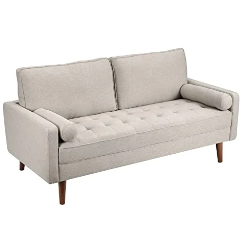 Koorlian Beige Small Couches, 68 Inch Fabric Loveseat Sofa, 2 Seater Couch For Small Space, Button Tufted Seat Cushion, Square Armrest, 2 Throw Pillows, Modern Sofa For Bedroon, Living Room, Apartment 3 Koorlian Beige Small Couches, 68 Inch Fabric Loveseat Sofa, 2 Seater Couch For Small Space, Button Tufted Seat Cushion, Square Armrest, 2 Throw Pillows, Modern Sofa For Bedroon, Living Room, Apartment