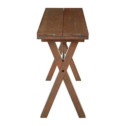 OSP Home Furnishings McKayla Solid Wood And Veneer Flip Top Table, Distressed Brown Finish 5 OSP Home Furnishings McKayla Solid Wood And Veneer Flip Top Table, Distressed Brown Finish - Image 3