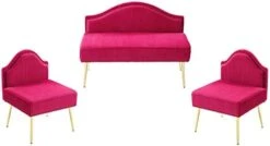 Homtique Velvet Loveseat & Accent Chair 3 Piece Set, Modern Upholstered Living Room Furniture Set, Armless Loveseat Settee With Gold Metal Legs, For Small Space, Bedroom, Apartment, Orange -Amazon Store 31fzfkl0mL. AC