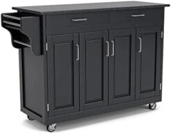 Home Styles Mobile Create-a-Cart Black Finish Four Door Cabinet Kitchen Cart With Stainless Steel Top, Adjustable Shelving -Amazon Store 31gD SQ3hHL. AC