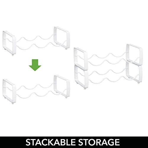 MDesign Metal Steel 3 Bottle Modular Wine Rack Storage Organizer For Kitchen Countertop, Table Top, Pantry, Fridge - Holder For Wine, Beer, Pop/Soda, Water, Stackable - 2 Pack - Matte White 6 MDesign Metal Steel 3 Bottle Modular Wine Rack Storage Organizer For Kitchen Countertop, Table Top, Pantry, Fridge - Holder For Wine, Beer, Pop/Soda, Water, Stackable - 2 Pack - Matte White - Image 4