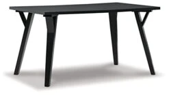 Signature Design By Ashley Otaska Mid Century Modern Rectangular Dining Room Table, Black