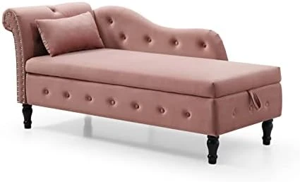 RARZOE Tufted Velvet Chaise Lounge Indoor With Storage, Upholstered Rolled Arm Chaise Lounges Indoor Chair, Right Arm Facing Chaise Lounge With Nailhead Trim For Living Room Bedroom Office,White 10 RARZOE Tufted Velvet Chaise Lounge Indoor With Storage, Upholstered Rolled Arm Chaise Lounges Indoor Chair, Right Arm Facing Chaise Lounge With Nailhead Trim For Living Room Bedroom Office,White - Image 8