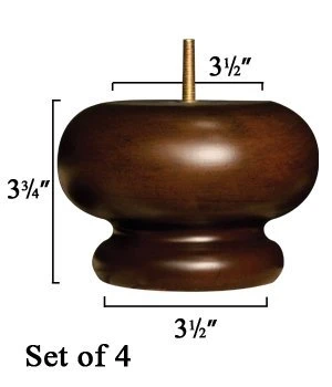 Osborne Wood Products - Colonial Traditional Style Couch Legs (Set Of 4) - Walnut Stain Finish On Authentic Rubber Wood - Overall Dimensions: 3.75" X 5" (Top Dimensions 3.5") 4 Osborne Wood Products - Colonial Traditional Style Couch Legs (Set Of 4) - Walnut Stain Finish On Authentic Rubber Wood - Overall Dimensions: 3.75" X 5" (Top Dimensions 3.5") - Image 2