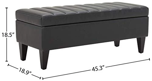 Amazon Brand – Rivet Channel-Tufted Velvet Storage Ottoman With Soft-Close Hinge, 45.3"W, Black 6 Amazon Brand – Rivet Channel-Tufted Velvet Storage Ottoman With Soft-Close Hinge, 45.3"W, Black - Image 4