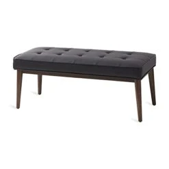 Upholstered Bench, Black Faux Leather -Amazon Store 31giYpFUeTL