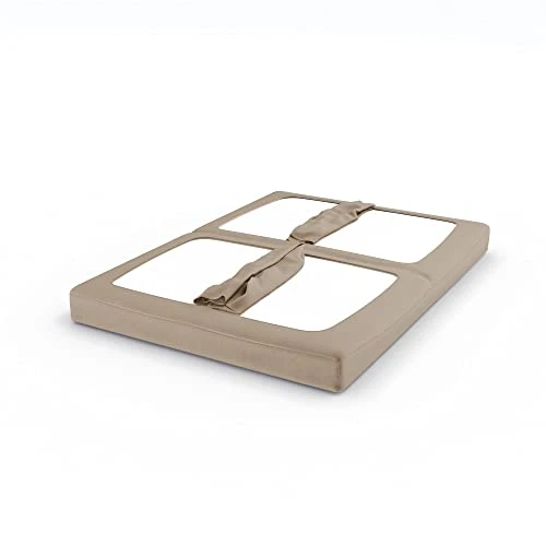 DHP 2524349 Walnut Wood Arm Metal Futon Frame With 6-Inch Mattress, Tan 8 DHP 2524349 Walnut Wood Arm Metal Futon Frame With 6-Inch Mattress, Tan - Image 6