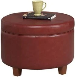 HomePop Round Leatherette Storage Ottoman With Lid, Chocolate Brown Large -Amazon Store 31gwQc3KStL. AC
