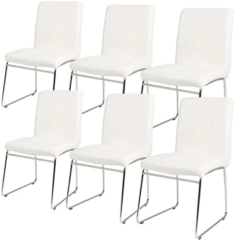 SICOTAS Modern Dining Chairs Set Of 2,Dining Room Chairs With Faux Leather Padded Seat Back In Checkered Pattern And Sled Chrome Legs, Kitchen Side Chairs For Dining Room,Kitchen, Living Room,Gray 10 SICOTAS Modern Dining Chairs Set Of 2,Dining Room Chairs With Faux Leather Padded Seat Back In Checkered Pattern And Sled Chrome Legs, Kitchen Side Chairs For Dining Room,Kitchen, Living Room,Gray - Image 8
