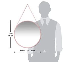 Infinity Instruments Franc Large 18 Inch Round Wall Mirror With Chain, Easy-to-Hang Circular Wall Mirror With Durable Metal Chain, Add Fashion To Any Room, Pink -Amazon Store 31hDAGBBE1L