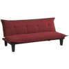 JAHH Convertible Futon Couch Bed With Microfiber Upholstery And Wood Legs, Red