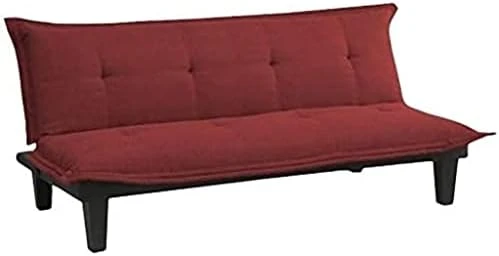 JAHH Convertible Futon Couch Bed With Microfiber Upholstery And Wood Legs, Red 7 JAHH Convertible Futon Couch Bed With Microfiber Upholstery And Wood Legs, Red - Image 5