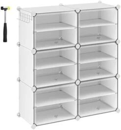 SONGMICS Shoe Rack, 6 Cubes Shoe Organizer With Doors, 24 Pair Plastic Shoe Storage Cabinet, For Bedroom, Entryway, Steel Frame, Plastic Panel, White ULPC033W01 21 SONGMICS Shoe Rack, 6 Cubes Shoe Organizer With Doors, 24 Pair Plastic Shoe Storage Cabinet, For Bedroom, Entryway, Steel Frame, Plastic Panel, White ULPC033W01 -Amazon Store 31hc0HzfVqL. AC