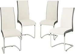 STYLIFING 2pcs Dining Chairs Armless Dining Room Chairs Set Of 2 Kitchen Chairs PU Faux Leather Upholstered Seat And Metal Chrome Legs Side Chairs With High Back Modern Grey With White 26 STYLIFING 2pcs Dining Chairs Armless Dining Room Chairs Set Of 2 Kitchen Chairs PU Faux Leather Upholstered Seat And Metal Chrome Legs Side Chairs With High Back Modern Grey With White -Amazon Store 31hfZr4inWL. AC