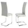STYLIFING 2pcs Dining Chairs Armless Dining Room Chairs Set Of 2 Kitchen Chairs PU Faux Leather Upholstered Seat And Metal Chrome Legs Side Chairs With High Back Modern Grey With White