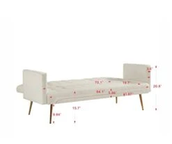 72"Modern Velvet Sofa Bed Futon,Convertible Folding Sleeper Bed Couches With 3 Adjustable Backrests,Tufted Recliner Love Seat With Golden Chrome Legs For Living Room Apartment Home Office (Beige) 14 72"Modern Velvet Sofa Bed Futon,Convertible Folding Sleeper Bed Couches With 3 Adjustable Backrests,Tufted Recliner Love Seat With Golden Chrome Legs For Living Room Apartment Home Office (Beige) -Amazon Store 31hlP3WVIWL