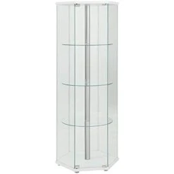 4-shelf Hexagon Shaped Curio Cabinet White And Clear 950001