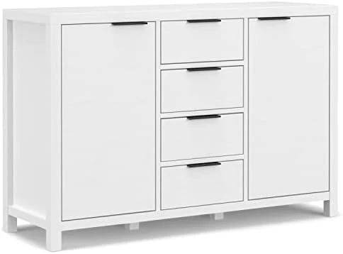 SIMPLIHOME Hollander Solid Pine Wood 54 Inch Contemporary Modern Sideboard Buffet And Wine Rack In Warm Walnut Brown Features 2 Doors, 4 Drawers And 2 Cabinets With Large Storage Spaces 7 SIMPLIHOME Hollander Solid Pine Wood 54 Inch Contemporary Modern Sideboard Buffet And Wine Rack In Warm Walnut Brown Features 2 Doors, 4 Drawers And 2 Cabinets With Large Storage Spaces - Image 5