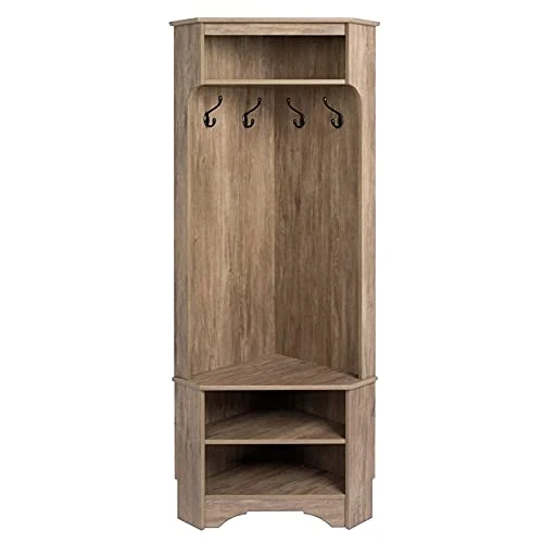 Pemberly Row Contemporary Corner Hall Tree In Drifted Gray 72" H X 30.5" W X 19" D 3 Pemberly Row Contemporary Corner Hall Tree In Drifted Gray 72" H X 30.5" W X 19" D